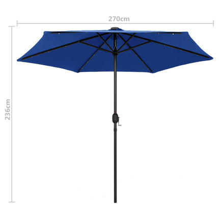 Parasol Met Led-Verlichting En Aluminium Paal 270 Cm Azuur