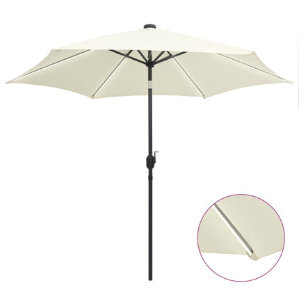 Parasol Met Led-Verlichting En Aluminium Paal 300 Cm Zand