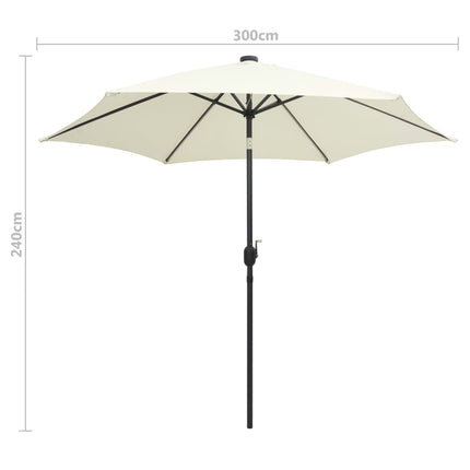Parasol Met Led-Verlichting En Aluminium Paal 300 Cm Zand