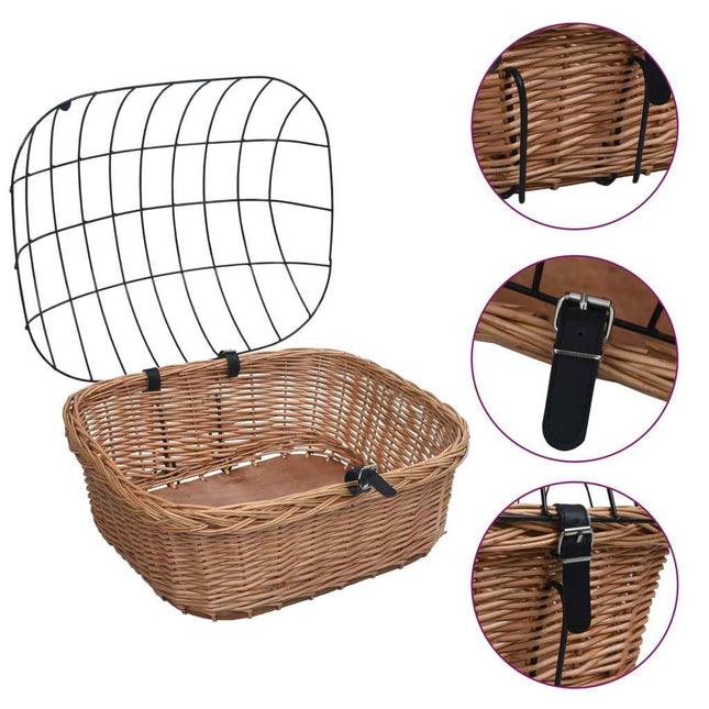 Fietsstuurmand Met Deksel 50X45X35 Cm Natuurlijk Wilgen