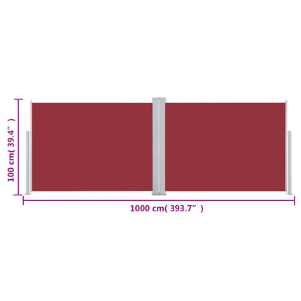 Windscherm Uittrekbaar 100X1000 Cm Rood