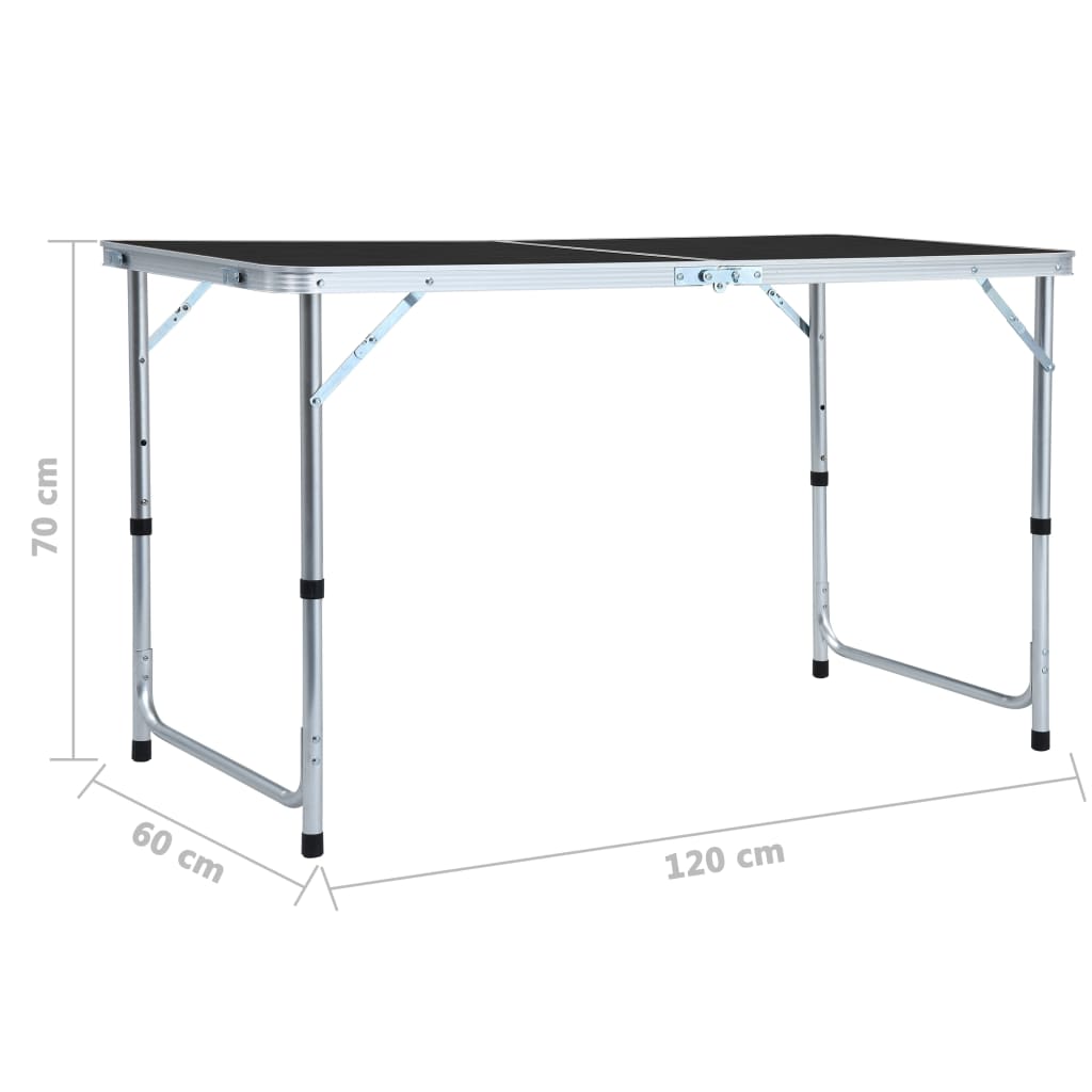 Inklapbare campingtafel 120x60 cm aluminium; grijs