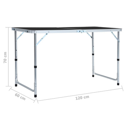 Inklapbare campingtafel 120x60 cm aluminium; grijs