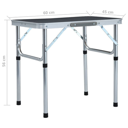 Campingtafel inklapbaar 60x45 cm aluminium grijs