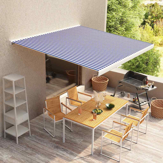 Luifeldoek 350X250 Cm Canvas Blauw En Wit