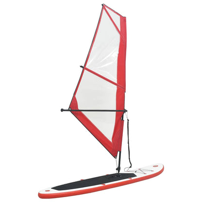 Stand-up paddleboard opblaasbaar met zeilset rood en wit