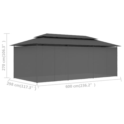 Prieel Met Gordijnen 600X298X270 Cm