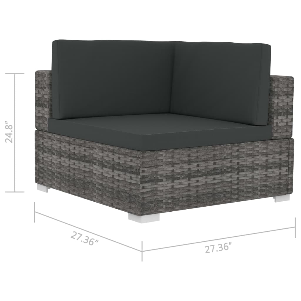 4-Delige Loungeset Met Kussens Poly Rattan Grijs