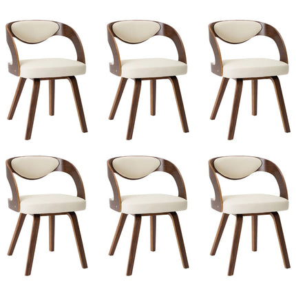Eetkamerstoelen Gebogen Hout En Kunstleer Crème