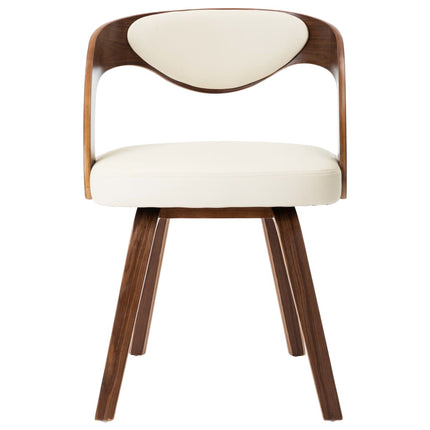 Eetkamerstoelen Gebogen Hout En Kunstleer Crème