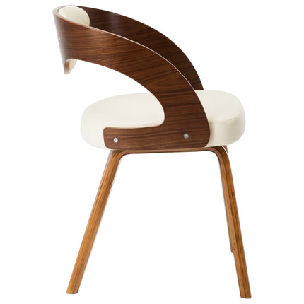 Eetkamerstoelen Gebogen Hout En Kunstleer Crème