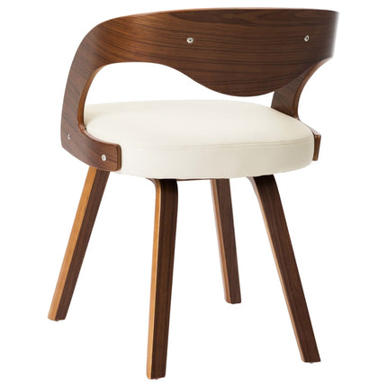 Eetkamerstoelen Gebogen Hout En Kunstleer Crème