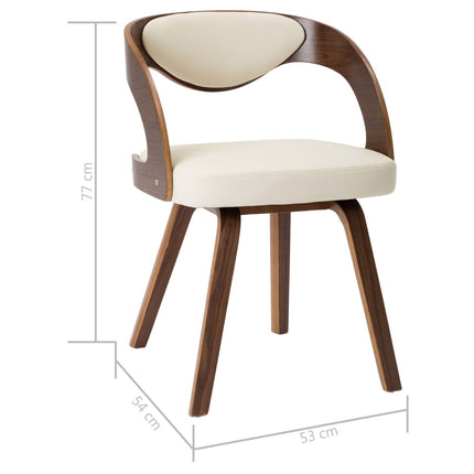Eetkamerstoelen Gebogen Hout En Kunstleer Crème