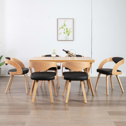 Eetkamerstoelen Gebogen Hout En Kunstleer Kleurig