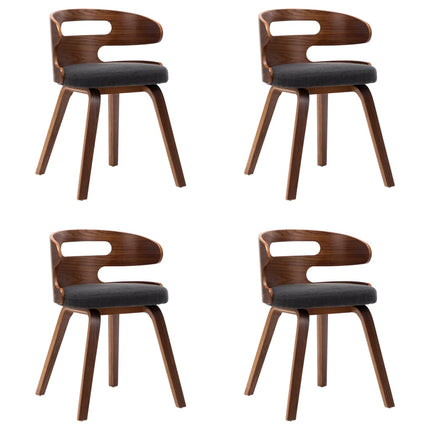 Eetkamerstoelen Gebogen Hout En Stof Donkergrijs