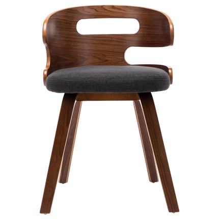 Eetkamerstoelen Gebogen Hout En Stof Donkergrijs