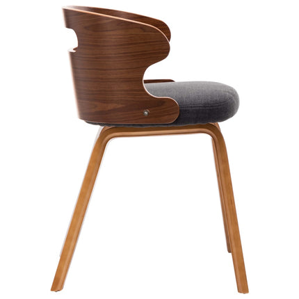 Eetkamerstoelen Gebogen Hout En Stof Donkergrijs