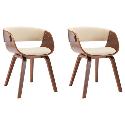 Eetkamerstoelen Gebogen Hout En Kunstleer Kleurig