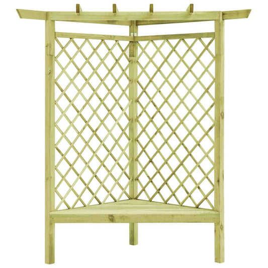 Hoekpergola Met Zitting 130X130X197 Cm Geïmpregneerd Grenenhout