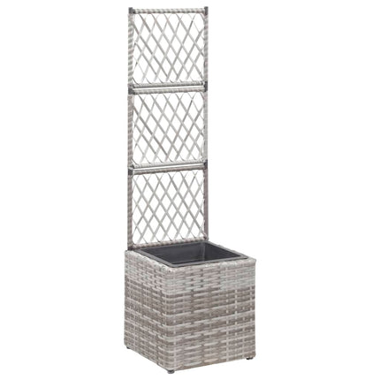 Latwerkplantenbak Verhoogd Met 1 Pot Rattan Grijs