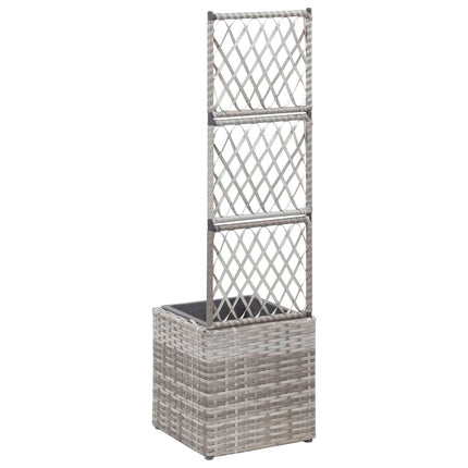 Latwerkplantenbak Verhoogd Met 1 Pot Rattan Grijs