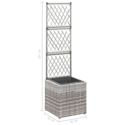 Latwerkplantenbak Verhoogd Met 1 Pot Rattan Grijs