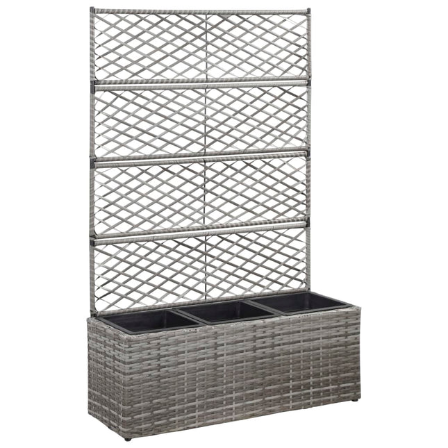 Latwerkplantenbak Verhoogd Met 1 Pot Rattan Grijs