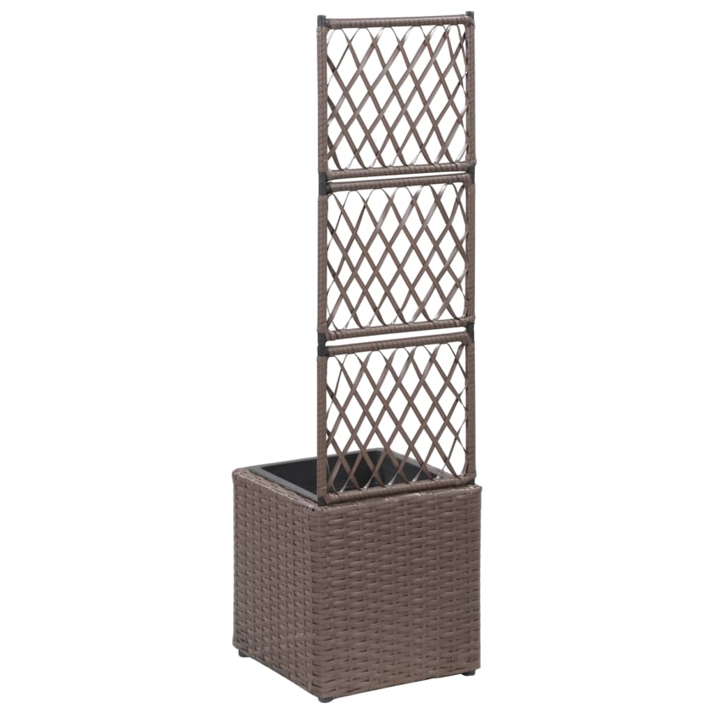 Latwerkplantenbak Verhoogd Met 1 Pot Rattan Bruin
