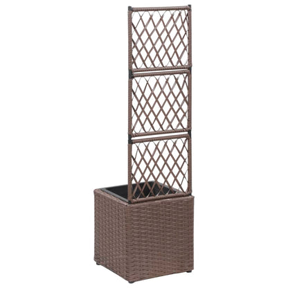 Latwerkplantenbak Verhoogd Met 1 Pot Rattan Bruin