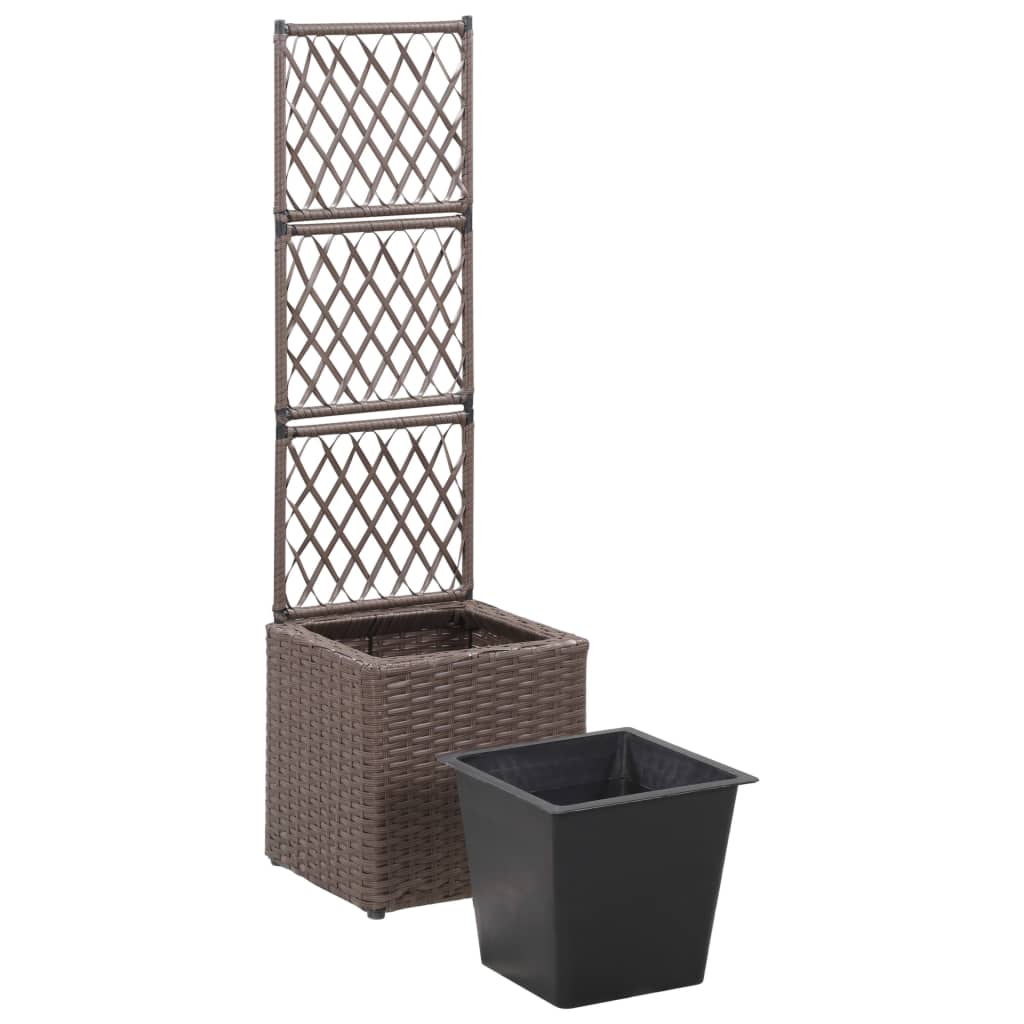 Latwerkplantenbak Verhoogd Met 1 Pot Rattan Bruin