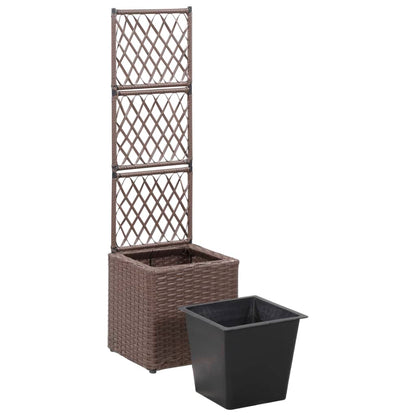 Latwerkplantenbak Verhoogd Met 1 Pot Rattan Bruin