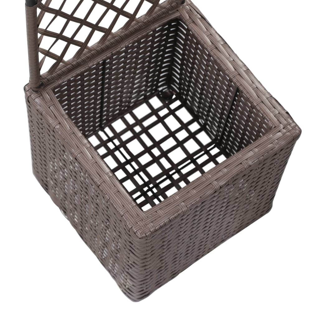 Latwerkplantenbak Verhoogd Met 1 Pot Rattan Bruin