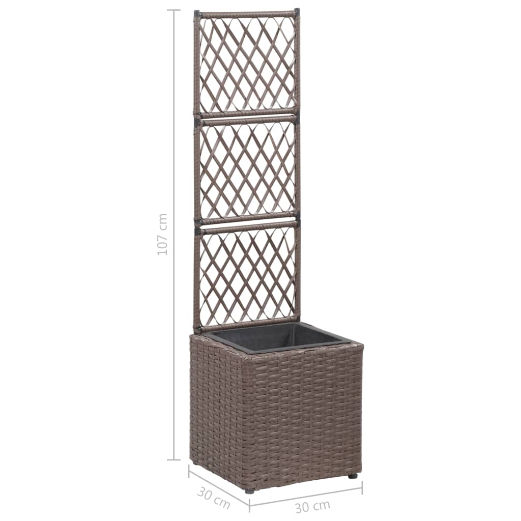 Latwerkplantenbak Verhoogd Met 1 Pot Rattan Bruin