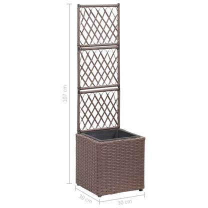 Latwerkplantenbak Verhoogd Met 1 Pot Rattan Bruin
