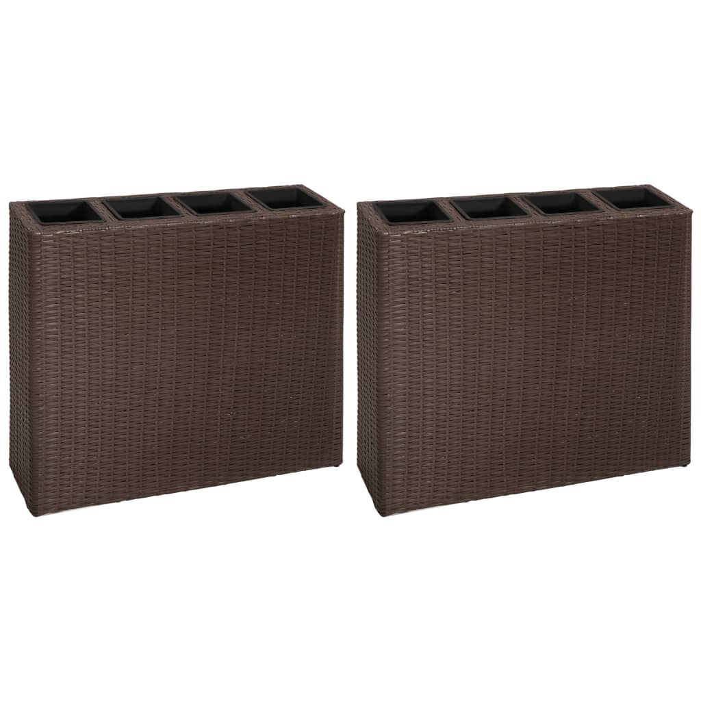 Plantenbak Verhoogd Met 4 Potten 2 St Poly Rattan