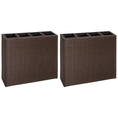 Plantenbak Verhoogd Met 4 Potten 2 St Poly Rattan