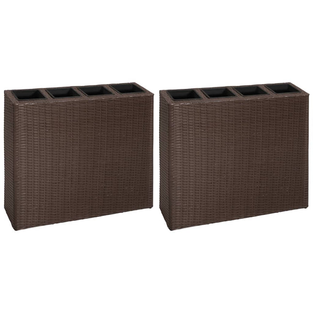 Plantenbak Verhoogd Met 4 Potten 2 St Poly Rattan