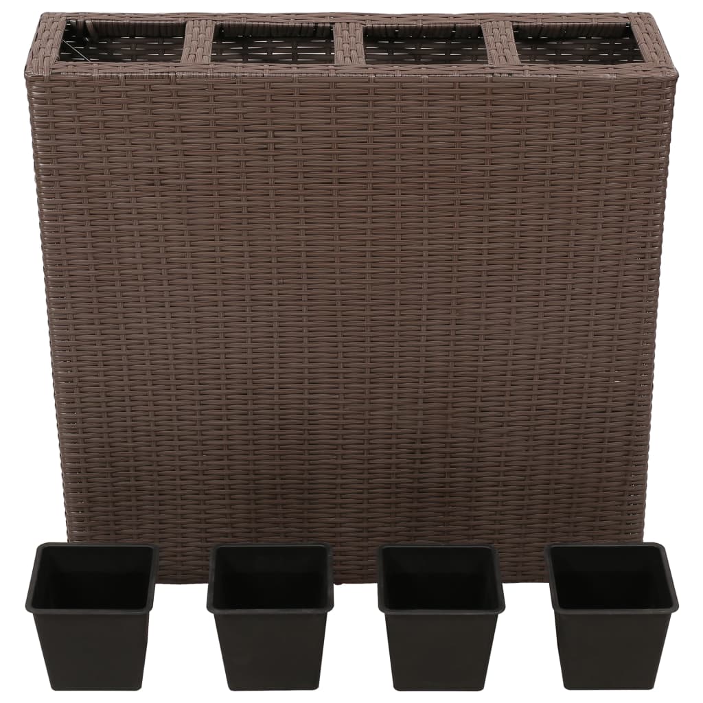 Plantenbak Verhoogd Met 4 Potten 2 St Poly Rattan