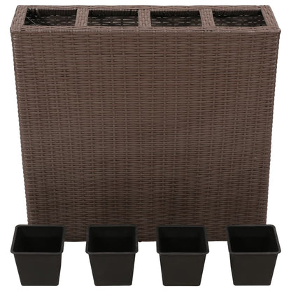 Plantenbak Verhoogd Met 4 Potten 2 St Poly Rattan
