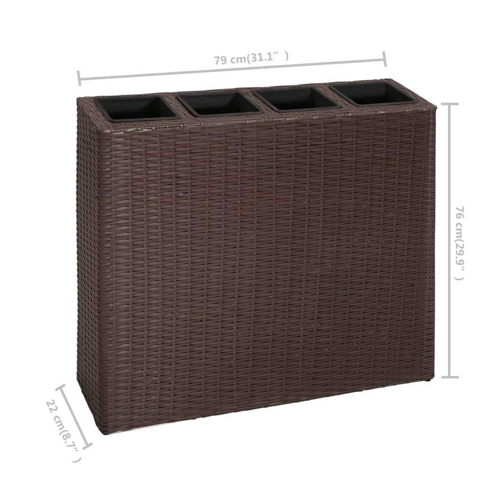 Plantenbak Verhoogd Met 4 Potten 2 St Poly Rattan