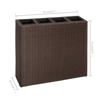 Plantenbak Verhoogd Met 4 Potten 2 St Poly Rattan
