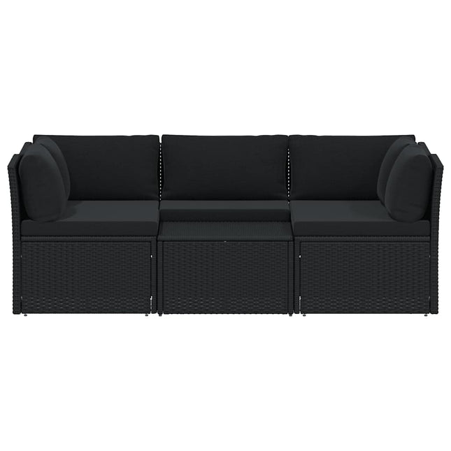 4-Delige Loungeset Met Kussens Poly Rattan
