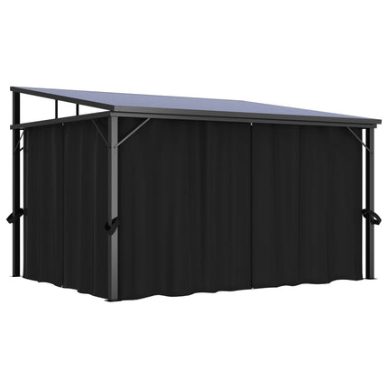 Prieel Met Gordijn 405X294X244 Cm Antraciet Zwart