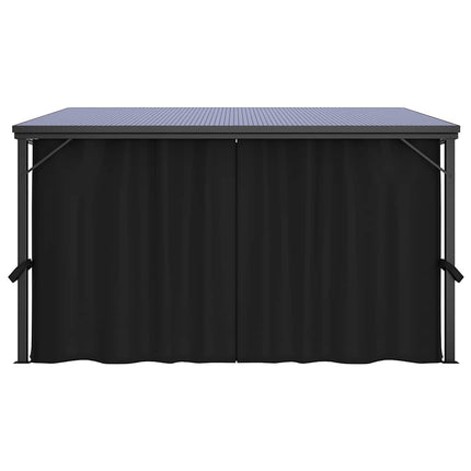 Prieel Met Gordijn 405X294X244 Cm Antraciet Zwart