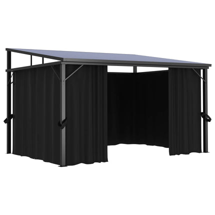 Prieel Met Gordijn 405X294X244 Cm Antraciet Zwart