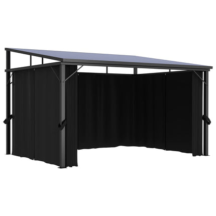 Prieel Met Gordijn 405X294X244 Cm Antraciet Zwart