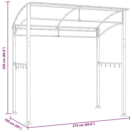 Barbecue Paviljoen 215X150X220 Cm Staal Antraciet