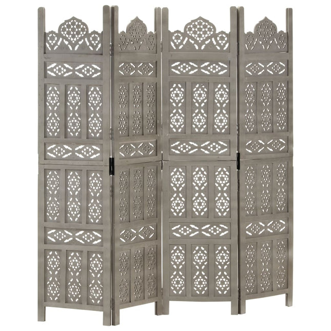 Kamerscherm 3 Panelen Handgesneden 120X165 Cm Massief Mangohout