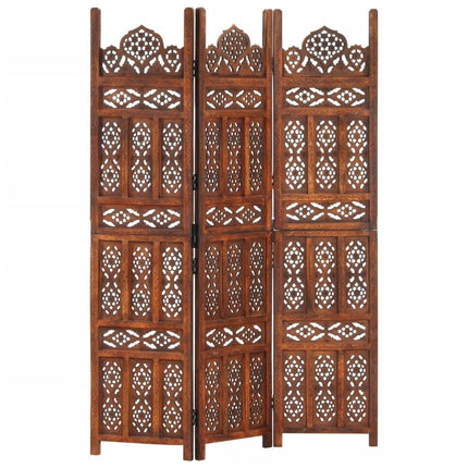 Kamerscherm 3 Panelen Handgesneden 120X165 Cm Massief Mangohout
