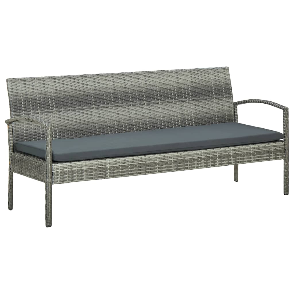 Tuinbank 3-Zits Met Kussen Poly Rattan